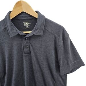 G.H. Bass & Co Men's Short Sleeve 3 Button Polo Shirt Black Medium Golf Work